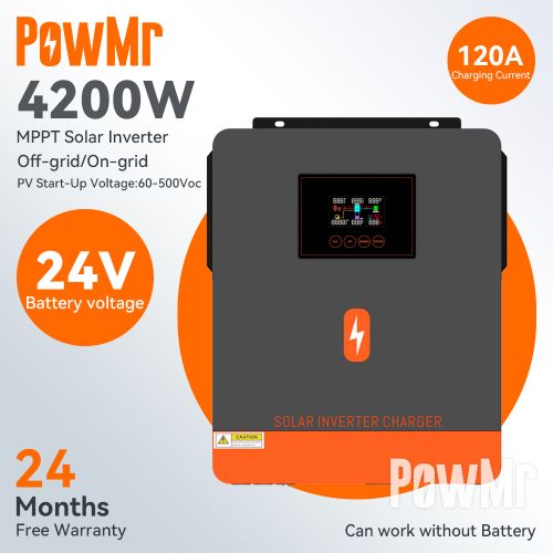 PowMr 4200W 120A MPPT Hybrid Solar Inverter 24vdc To 230vac